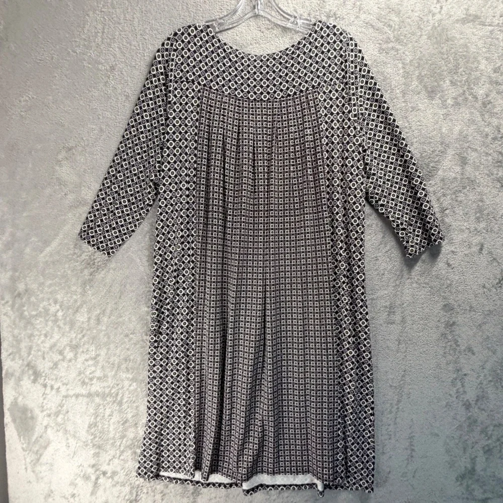 J Jill Wearever Geometric Shift Dress M Art Teacher Quiet Luxury Travel Knit